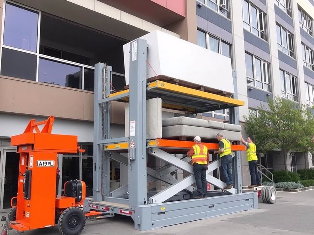 رافعة هيدروليكية تستخدم لنقل الأثاث من الطوابق العليا في الدمام رافعة هيدروليكية تستخدم لنقل الأثاث من الطوابق العليا في الدمام
