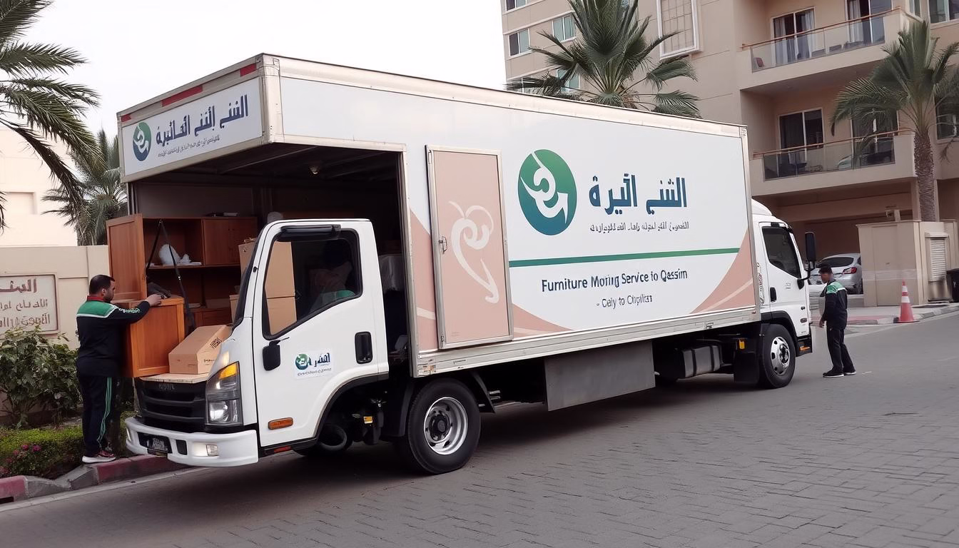 شاحنة نقل عفش من الدمام إلى القصيم محملة بالأثاث