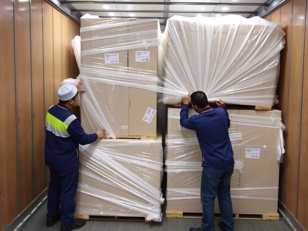 عملية تغليف الأثاث بشكل احترافي قبل نقله من الخبر إلى الجبيل عملية تغليف الأثاث بشكل احترافي قبل نقله من الخبر إلى الجبيل