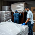 عملية تغليف الأثاث بمواد عالية الجودة لنقل عفش من الطائف إلى بيشة نقل عفش من الطائف إلى بيشة: خدمة متكاملة بأيدي محترفين