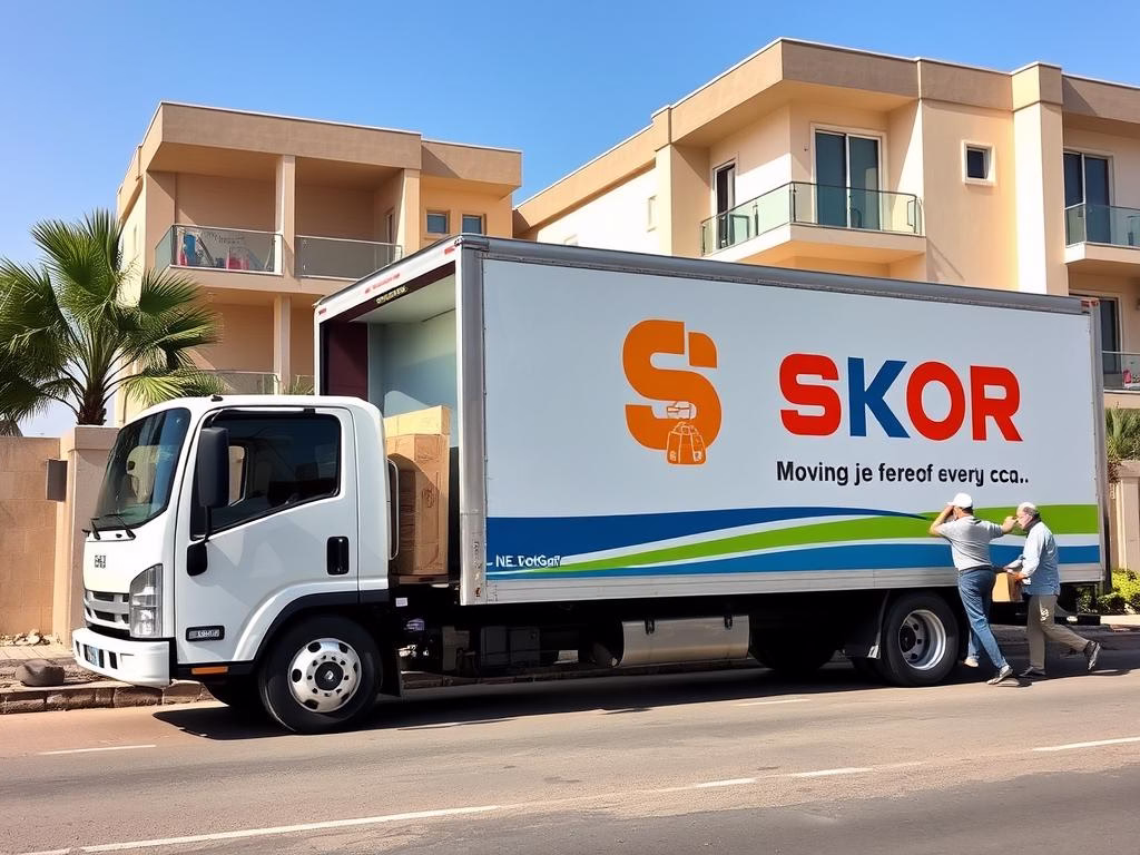 سيارة نقل عفش تابعة لشركة صقور جدة أثناء عملية نقل في جدة سيارة نقل عفش تابعة لشركة صقور جدة أثناء عملية نقل في جدة