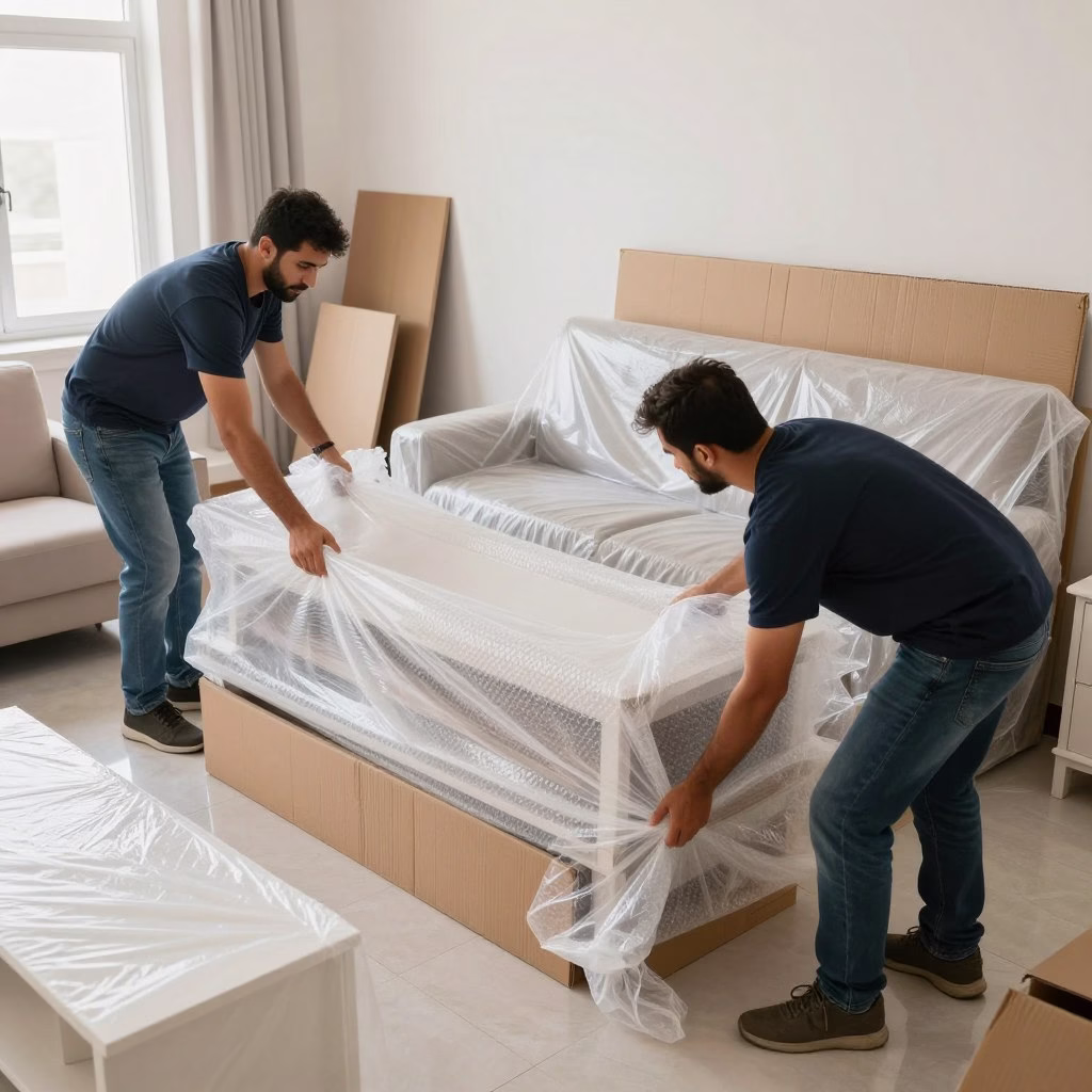 عملية تغليف أثاث منزلي بمواد عالية الجودة لنقله من الدمام إلى الباحة عملية تغليف أثاث منزلي بمواد عالية الجودة لنقله من الدمام إلى الباحة