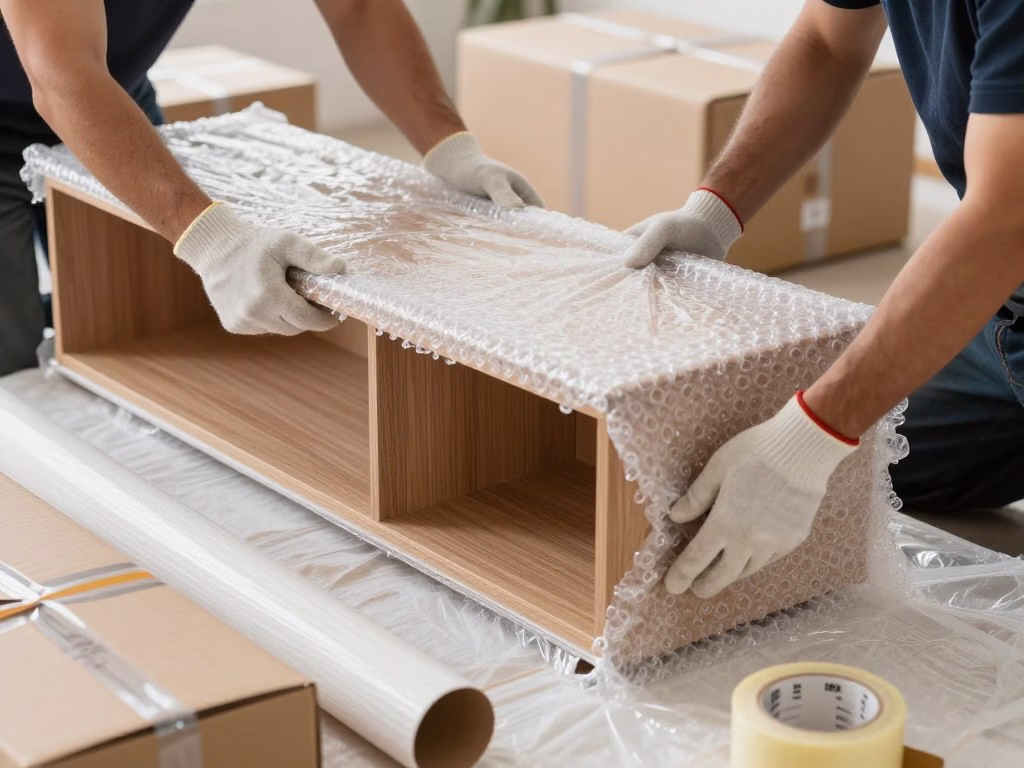 عملية تغليف أثاث منزلي بواسطة شركة نقل عفش من الدمام إلى القطيف باستخدام مواد تغليف عالية الجودة عملية تغليف أثاث منزلي بواسطة شركة نقل عفش من الدمام إلى القطيف باستخدام مواد تغليف عالية الجودة