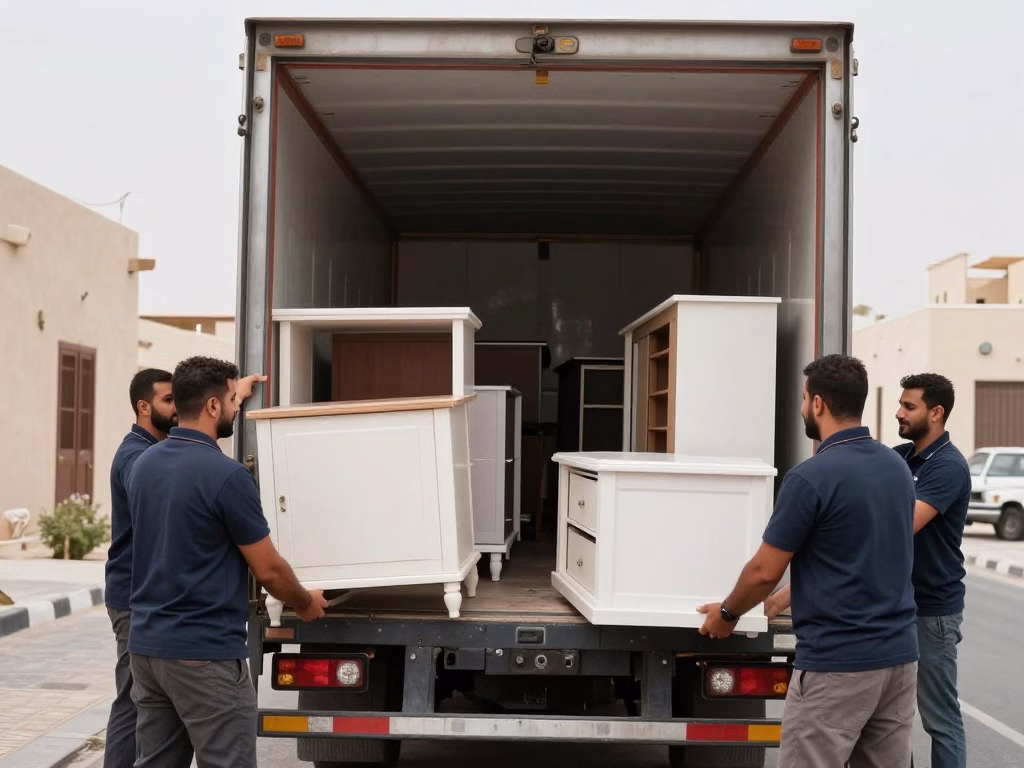 فريق نقل عفش حي العزيزية جدة يقوم بتحميل الأثاث بطريقة احترافية