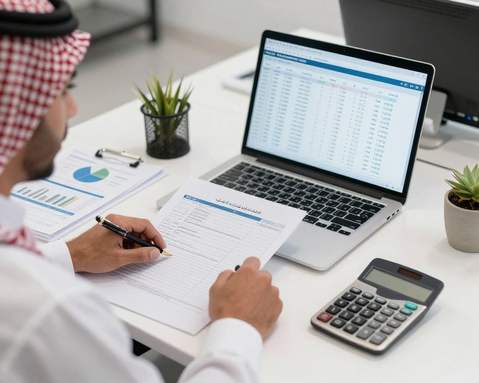 محاسب يعمل على الحسابات المالية