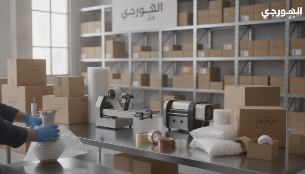 أدوات ومعدات التغليف الحديثة لدى شركة صقور جدة